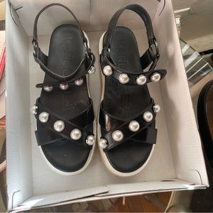 Karl Lagerfeld Paris Women's Pazya Embellished Sandals. Excellent condition.